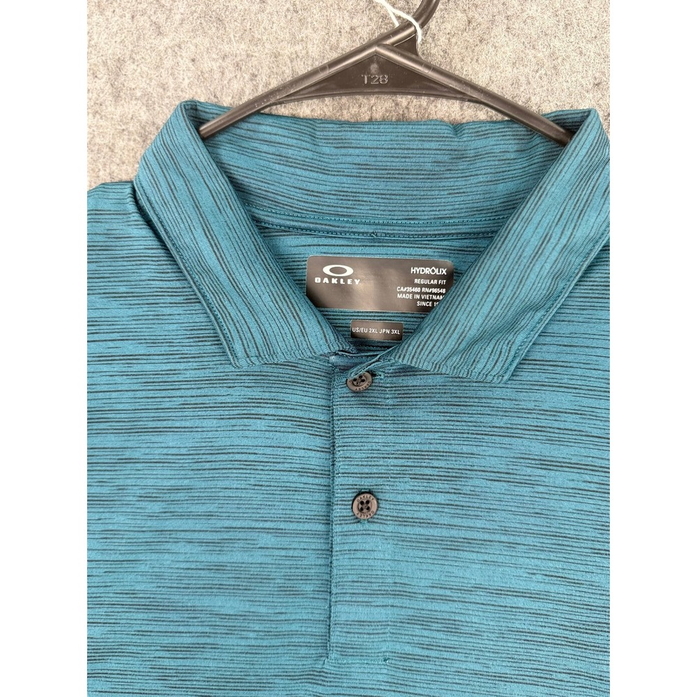 Oakley Hydrolix Mens 2XL Teal Space Dye Performance Golf Polo Shirt FOA403088